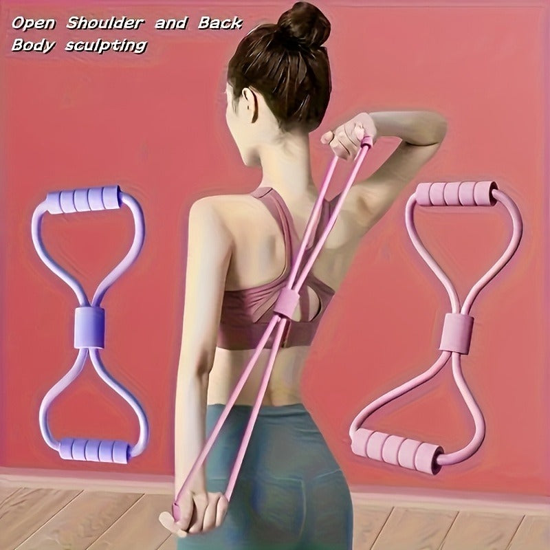 2 Pcs Pilates and Yoga Set, 8 shaped Resistance Rope + 6 tube Pedal Puller, Suitable for Sit Up, Fitness, Body Stretching, Pilates Essentials Kit for Women, Blue, Pink, Purple available, Pilates kit, fitness equipment, Home Pilates Kit, Workout Sets
