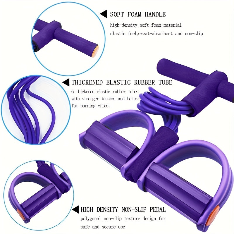 Multifunctional Resistance Bands, 6 Tubes Purple And 4 Tubes Pink Elastic Yoga Pedal Resistance Bands, PVC Resistance Band Fitness Equipment, Suitable for Abdominal/Waist/Arm/Leg Stretching Exercises