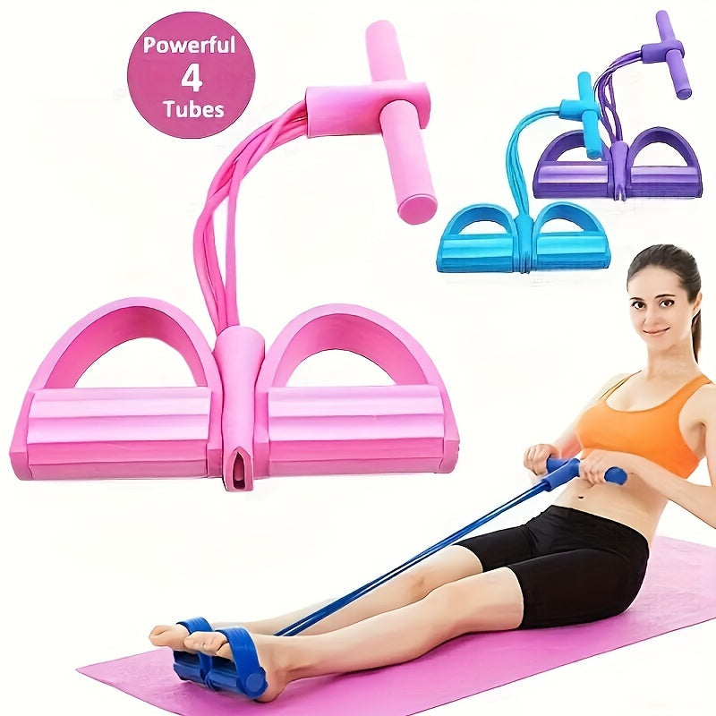 Home Gym Resistance Bands- 4 Elastic Tubes Full Body Exercises, Abdominal Exercises, Rowing and Fitness Equipment- Strength and Flexibility