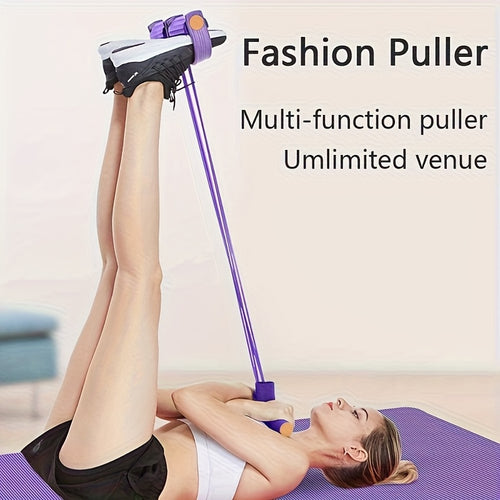 6-Tube Elastic Yoga Pedal Pull Rod Resistance Band - Multi-functional Pedal Pull Rope Resistance Band, Pedal Ankle Puller, TPE Fitness Equipment for Sit-ups, Yoga Stretching and Slimming Training Fitness Equipment, Suitable for Full Body Workout