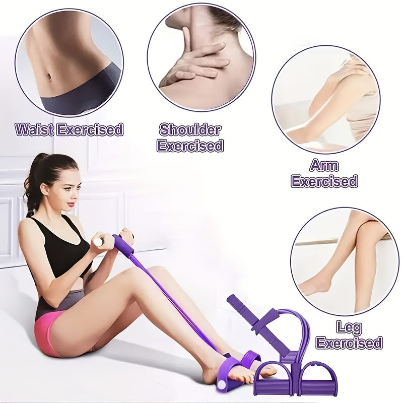 Home Gym Resistance Bands- 4 Elastic Tubes Full Body Exercises, Abdominal Exercises, Rowing and Fitness Equipment- Strength and Flexibility